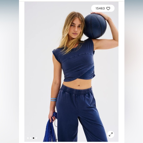 Free people movement HOT SHOT crossover t-shirt 1 only TOP navy blue NWOT - Picture 6 of 10